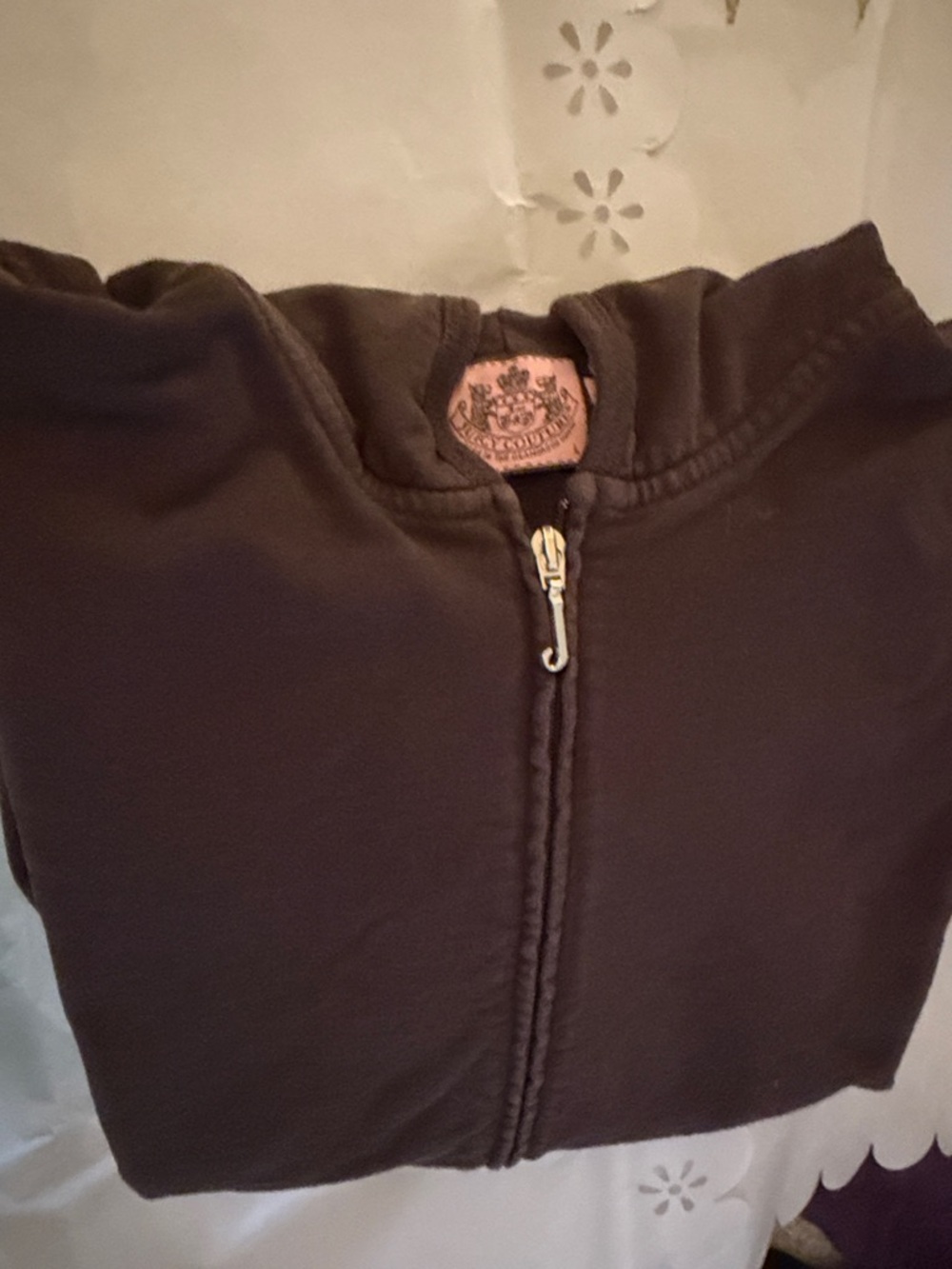Juicy Couture Brown Hoodie with Pink Butterfly Graphic
